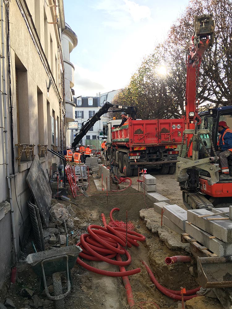 Chantier d'aménagement Place Condorcet et boulevard Carnot Bourg-la-Reine