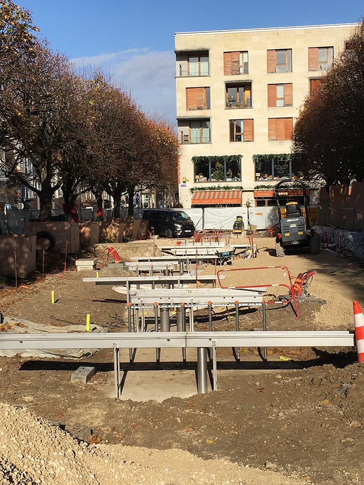 Chantier d'aménagement Place Condorcet et boulevard Carnot Bourg-la-Reine